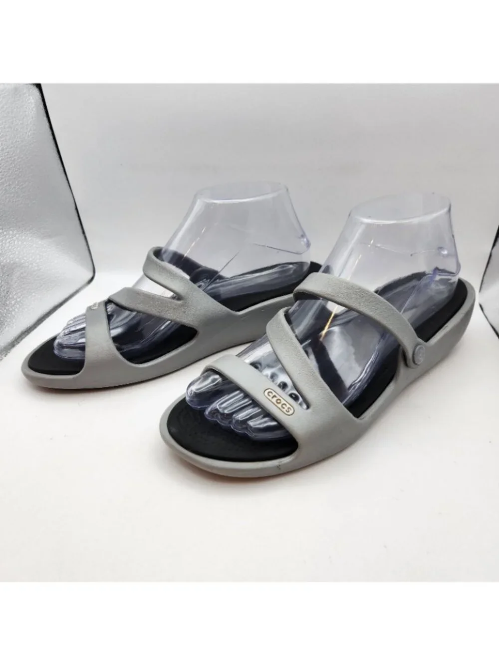 Crocs Patricia Gray Grey Womens Strappy Sandals Slide Comfort Size 9 USED Casual